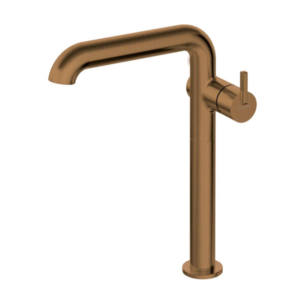 Silia Izlietnes Maisītājs Ar Paceltu Korpusu Un Taisnu Izteku Bez Click-Clack / Brushed Bronze