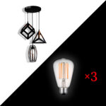 Piekaramais LED gaismeklis Indoor-115 (35W) + LED kvēlspuldze E27 ST64 8W WW