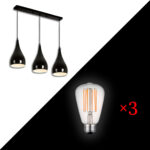 Piekaramais LED gaismeklis Indoor-047 (20W) + LED kvēlspuldze E27 ST64 8W WW