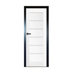Bīdāmās durvis MIRANDA balts matēts ar stiklu + melns